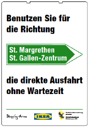 Hinweistafel "Richtige Richtung"